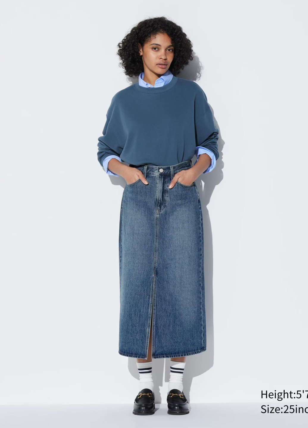 Синяя джинсовая варенка юбка Uniqlo