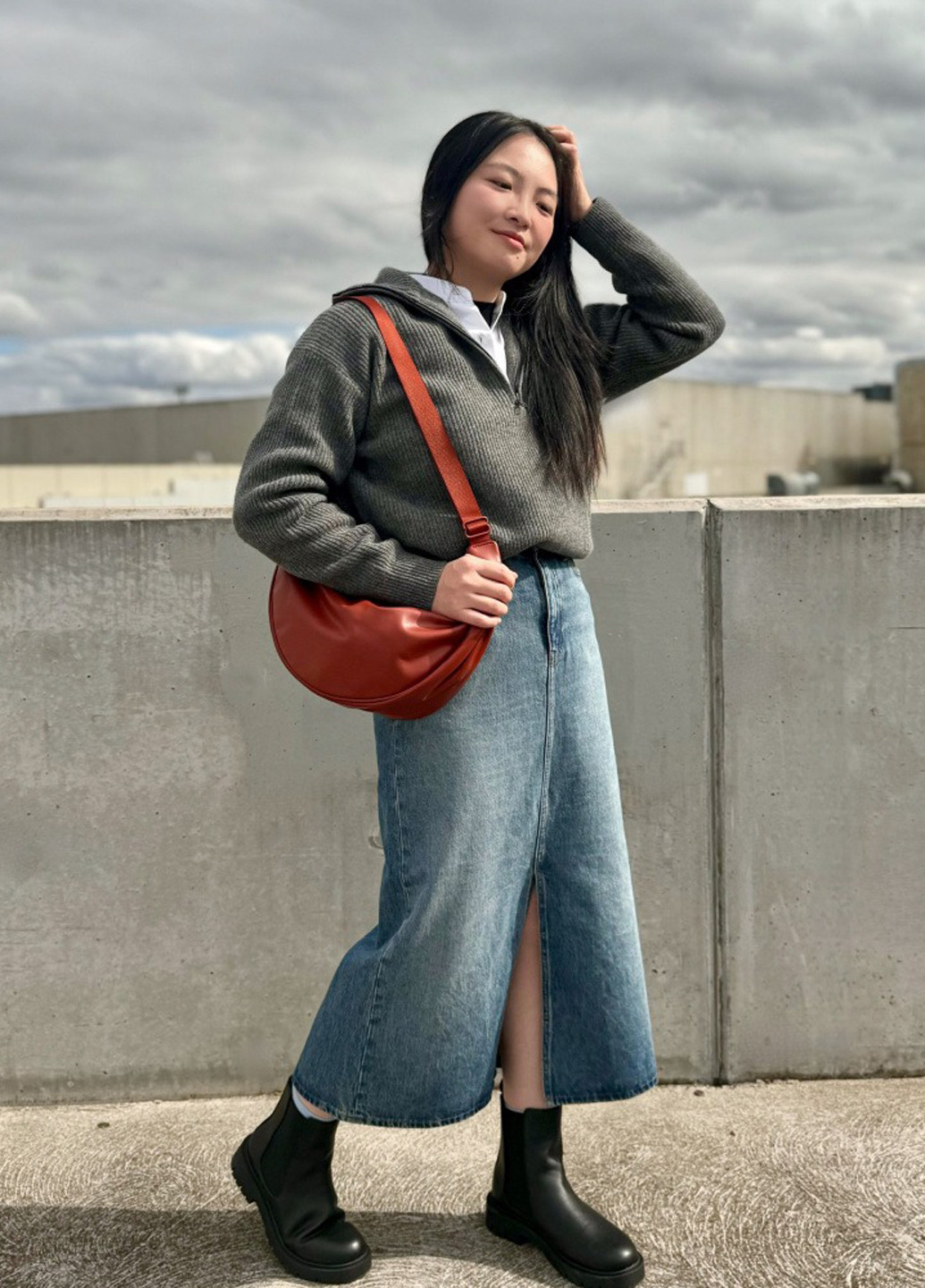 Синяя джинсовая варенка юбка Uniqlo