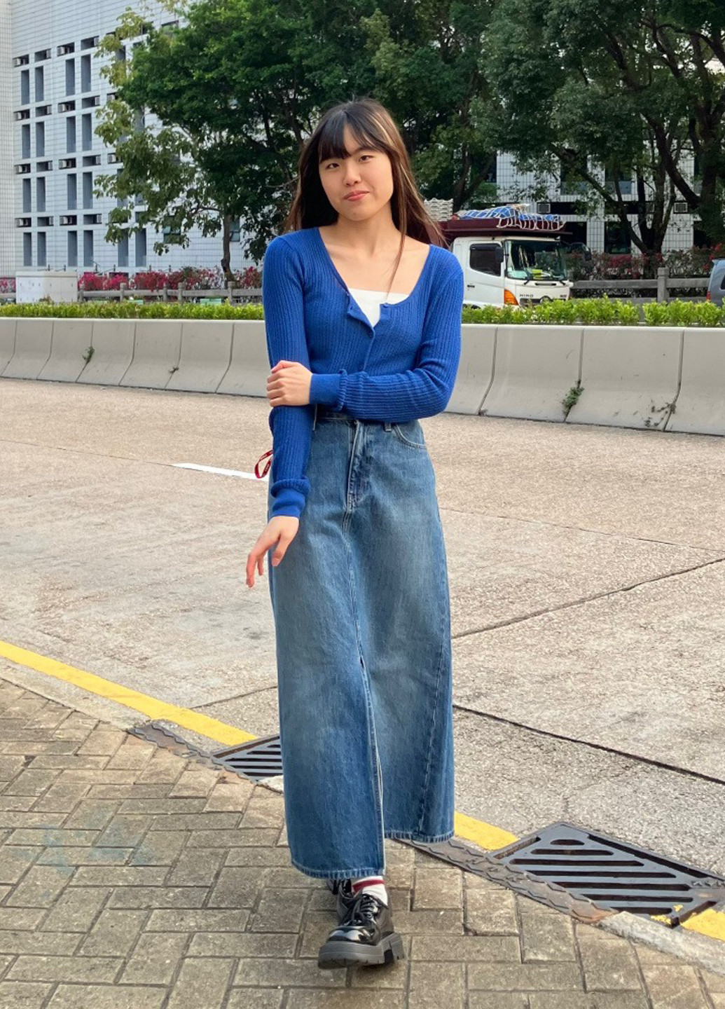 Синяя джинсовая варенка юбка Uniqlo