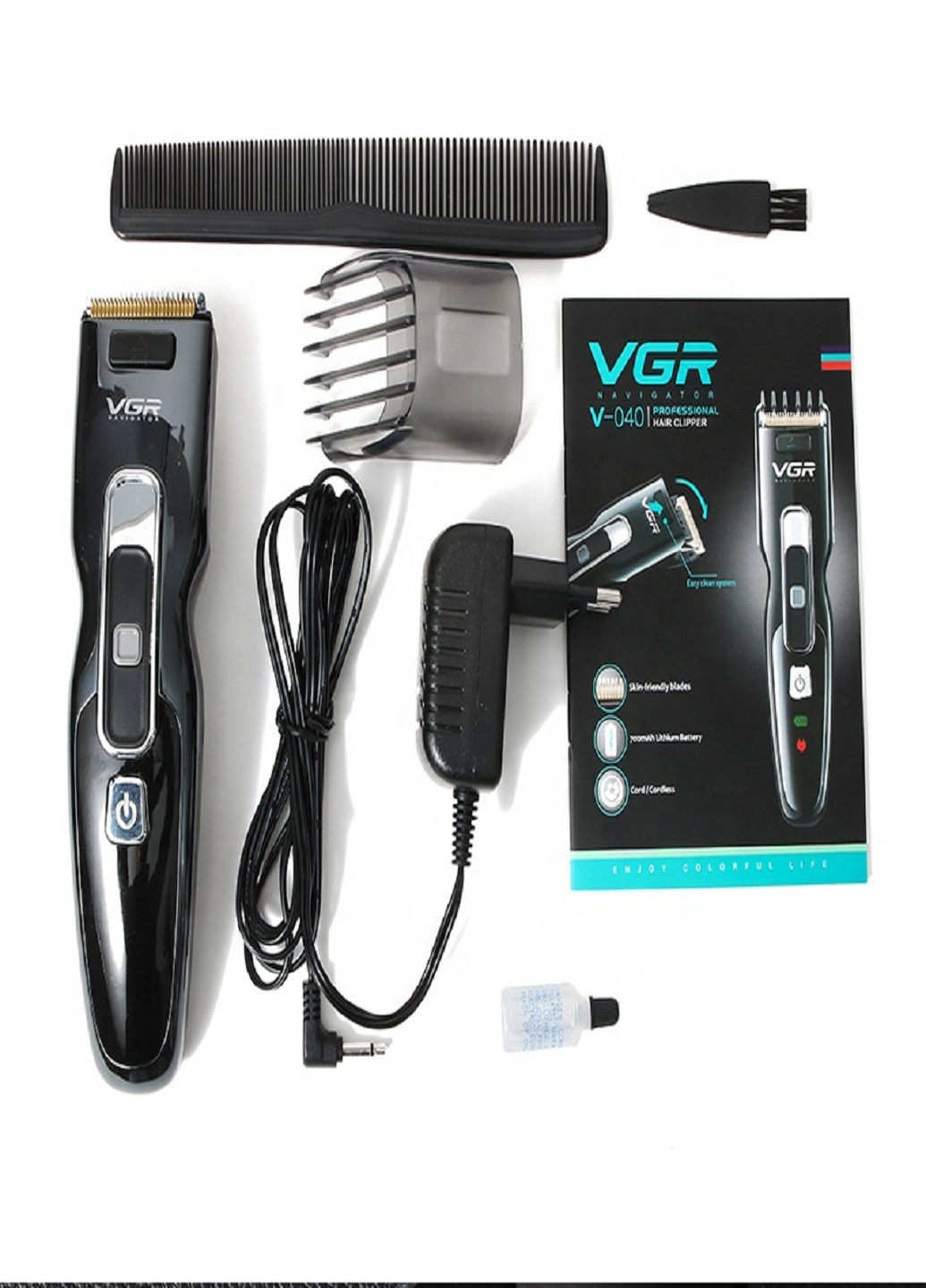 Акумуляторна машинка для стрижки волосся з насадками 040 VGR (253336554)