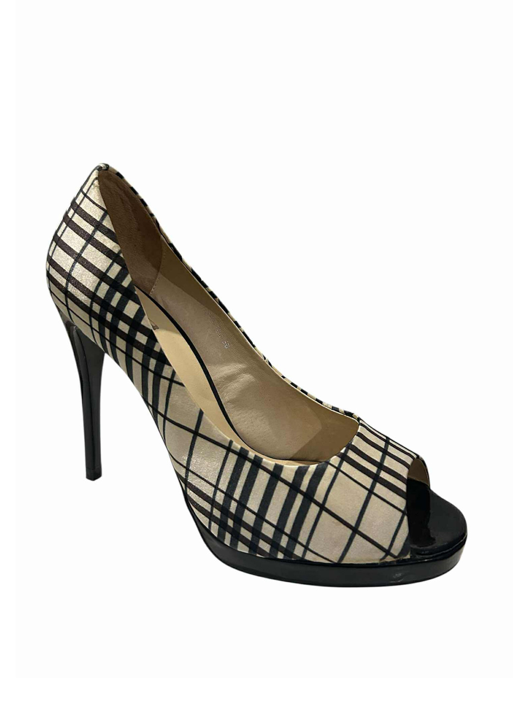 Braska Туфлі піп-тое чорно-білий з текстиль, — демісезон (359498233)