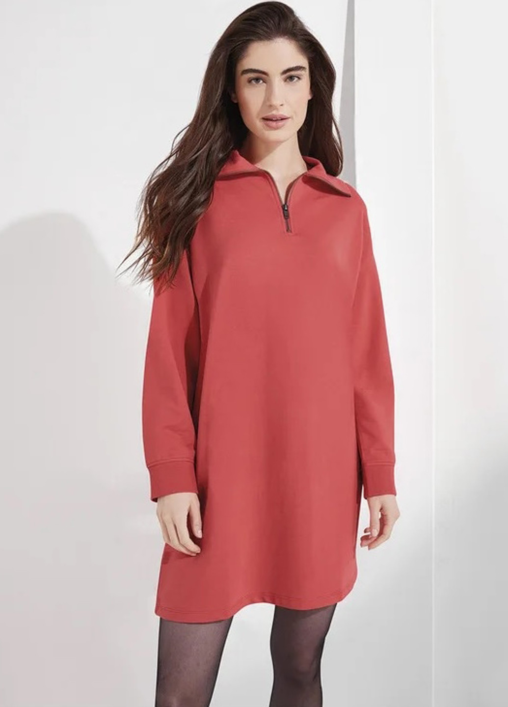 Красное кэжуал платье поло, платье-свитшот Esmara однотонное