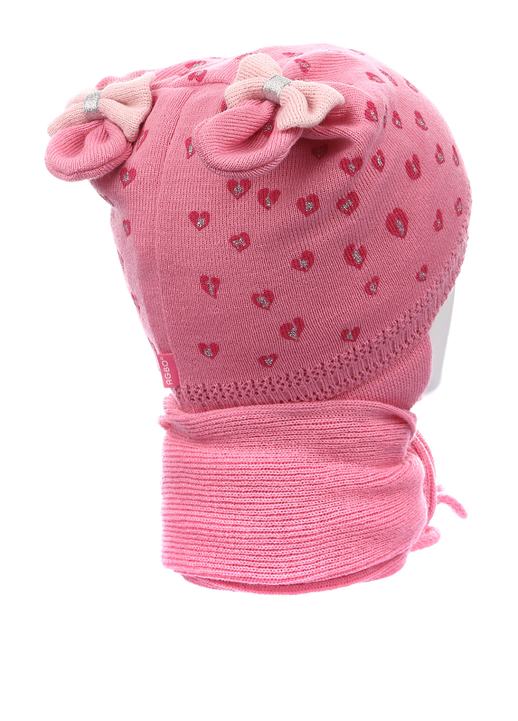 Розовый демисезонный комплект (шапка, шарф) Одягайко