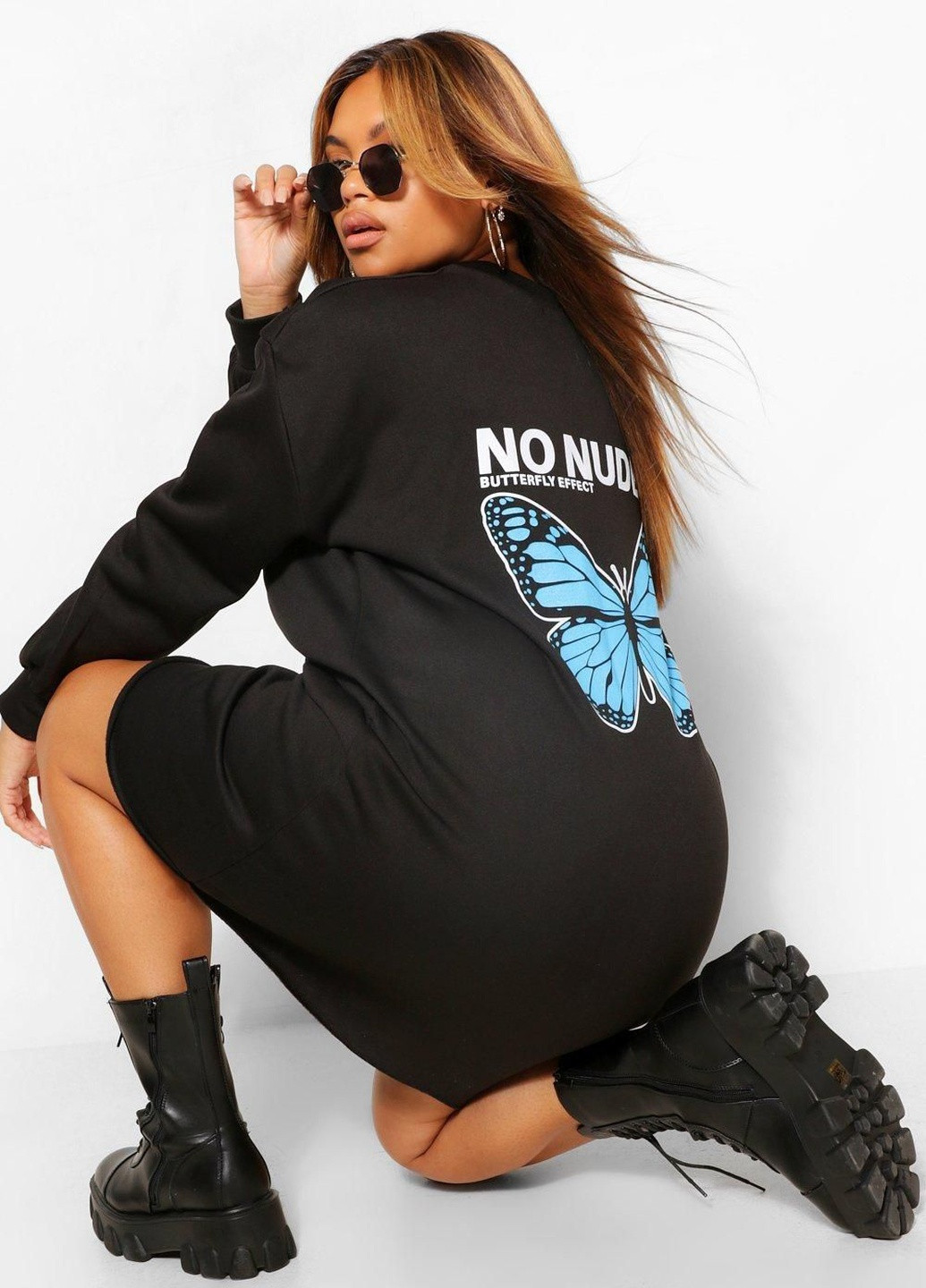 Черное кэжуал платье Boohoo с рисунком