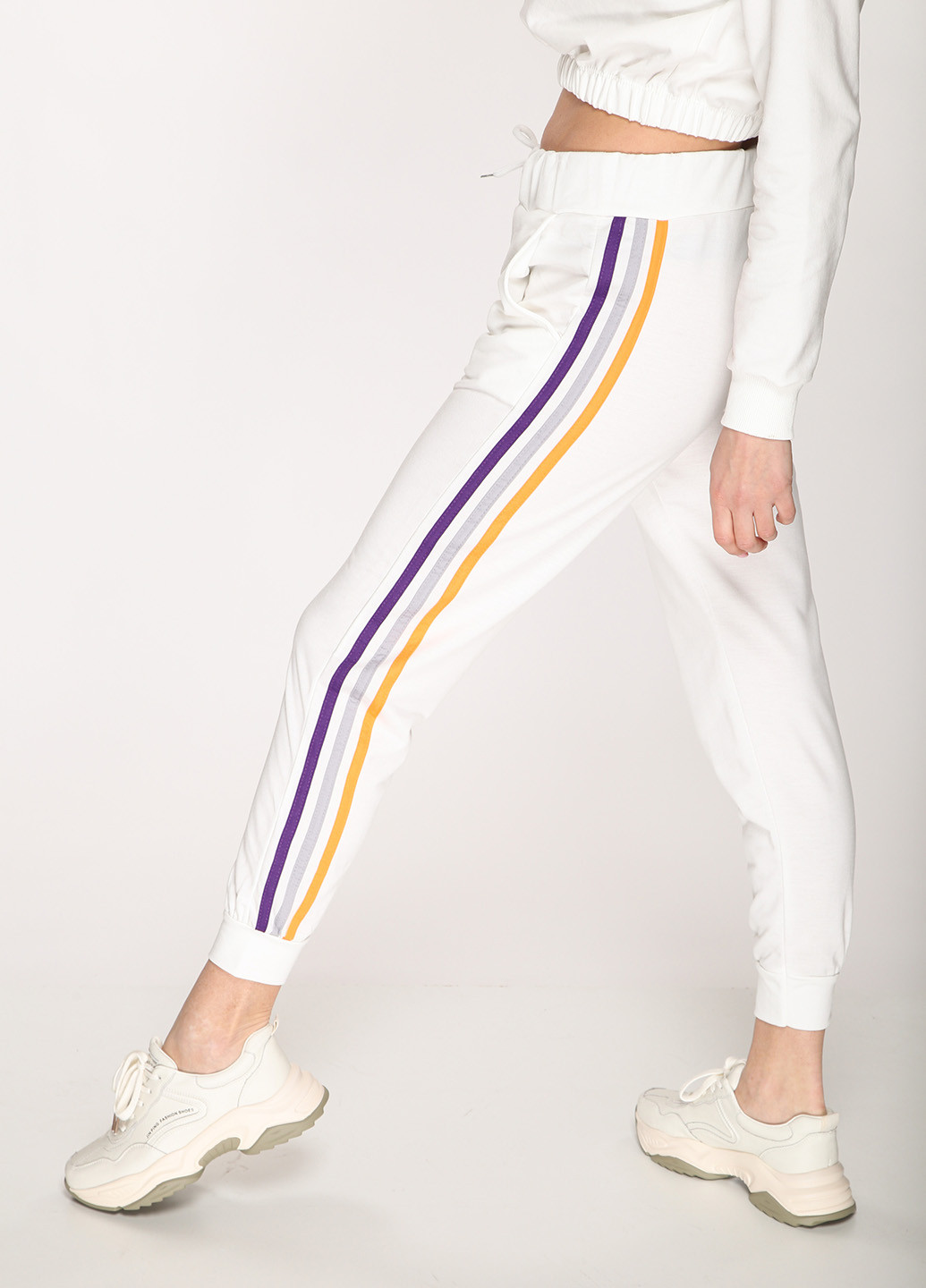 Белые спортивные демисезонные джоггеры, укороченные, зауженные брюки Divon