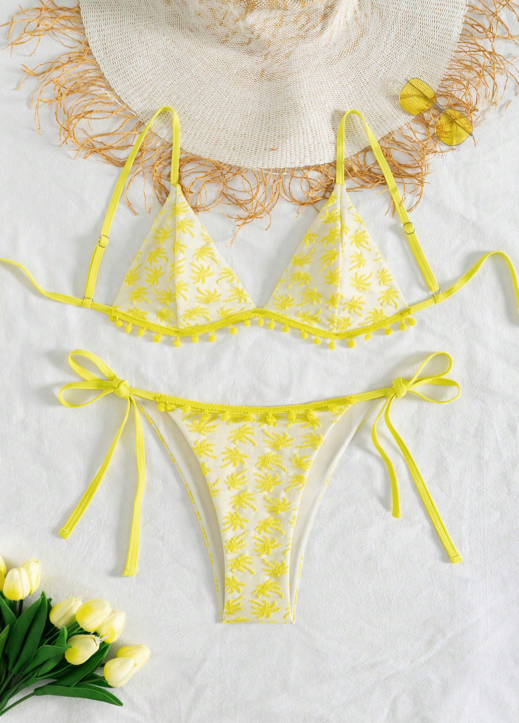 Жовтий літній купальник (ліф, трусики) роздільний, бікіні SHEIN
