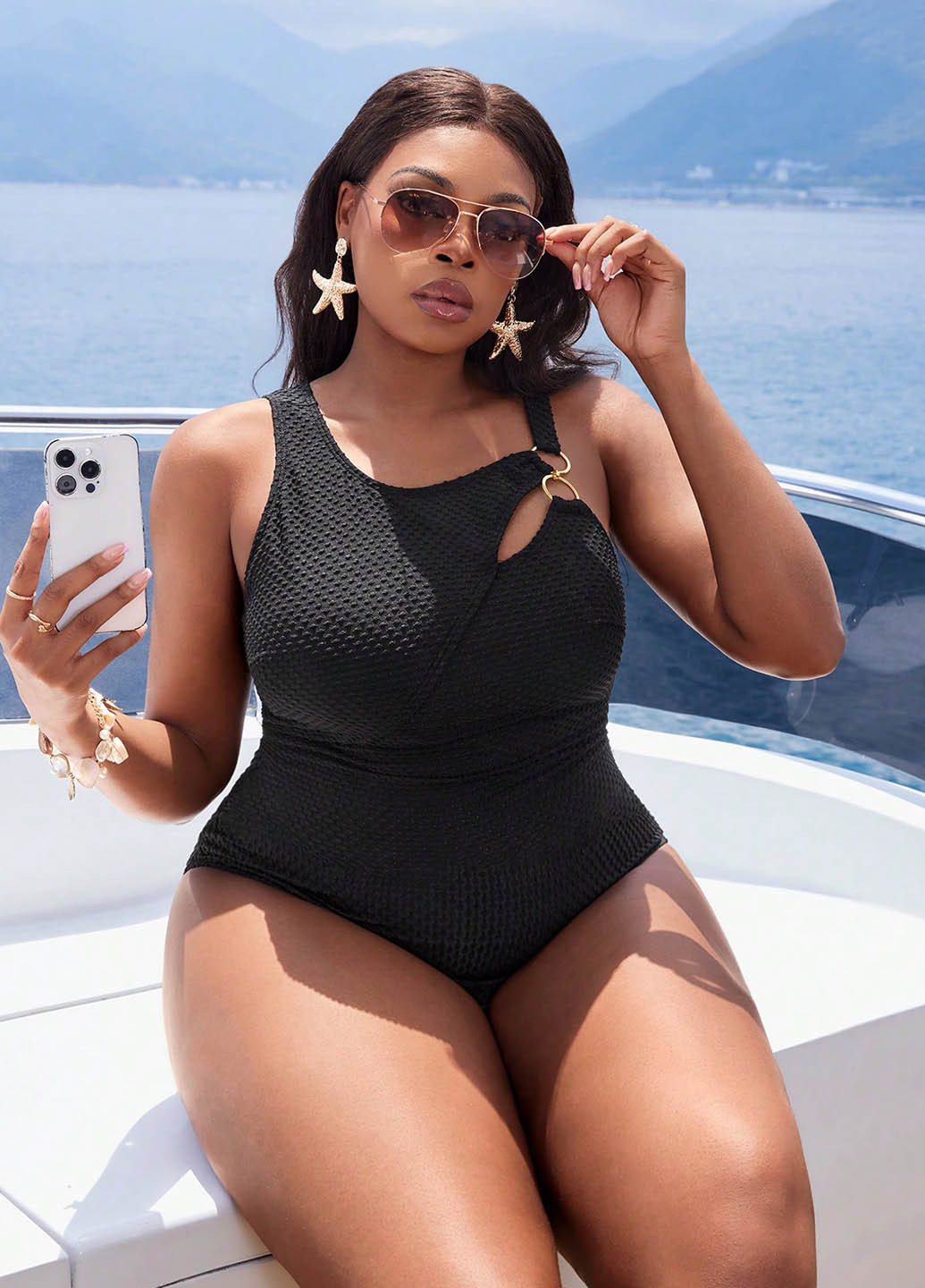 Чорний демісезонний купальник суцільний SHEIN