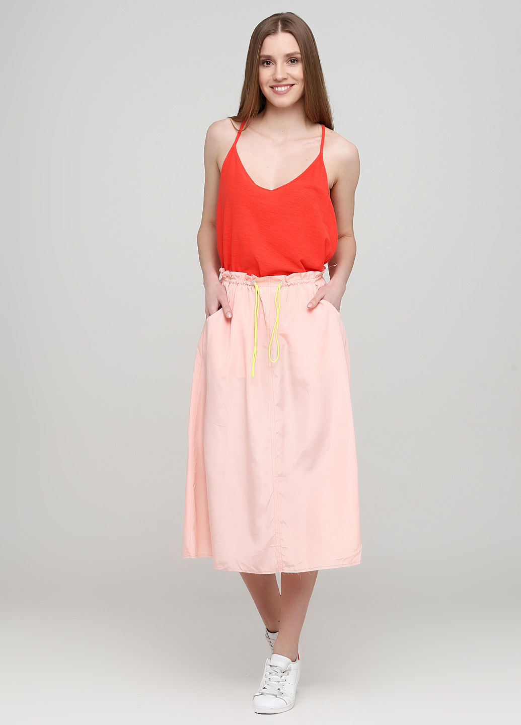 Светло-лиловая кэжуал однотонная юбка H&M клешированная