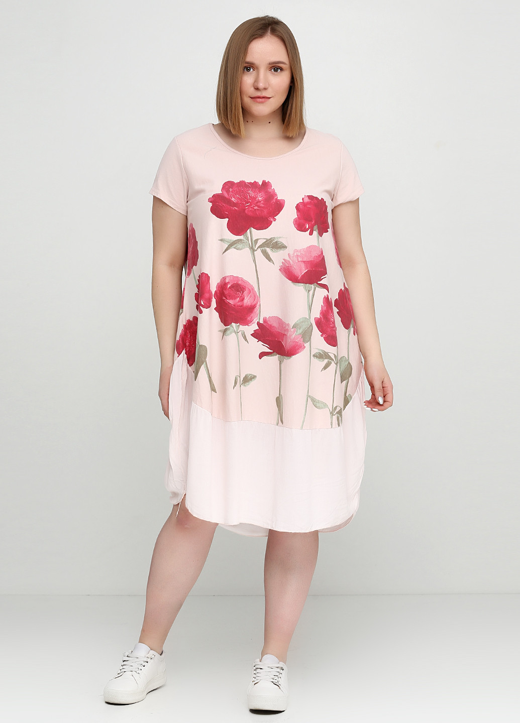 Пудровое кэжуал платье Moda Italia с цветочным принтом