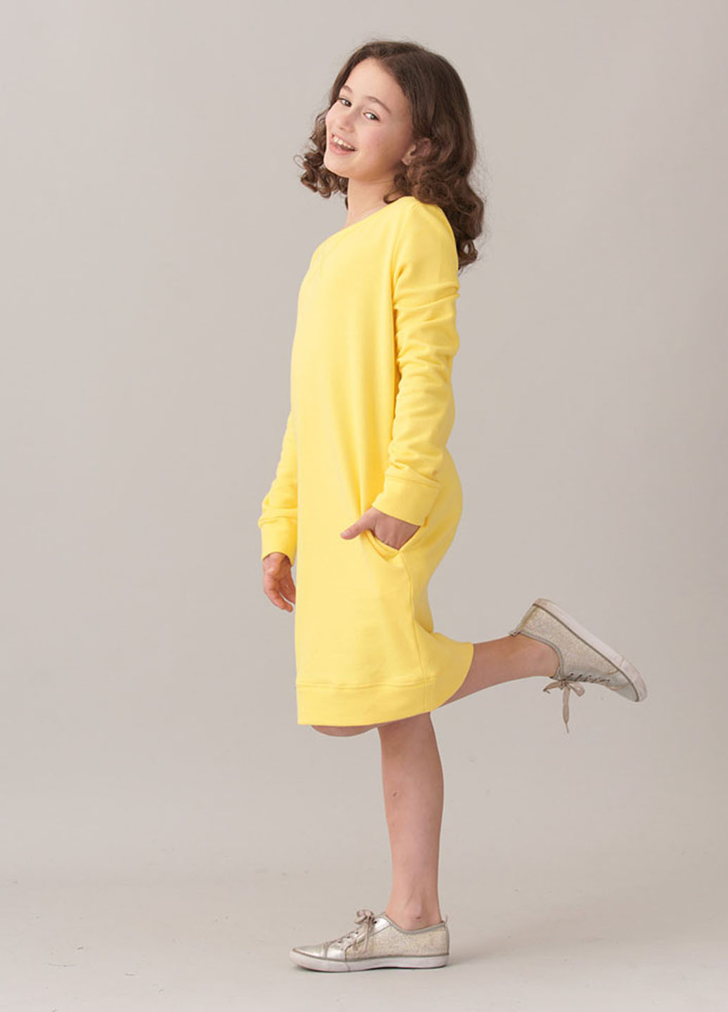 Желтое кэжуал платье платье-свитшот Promin однотонное