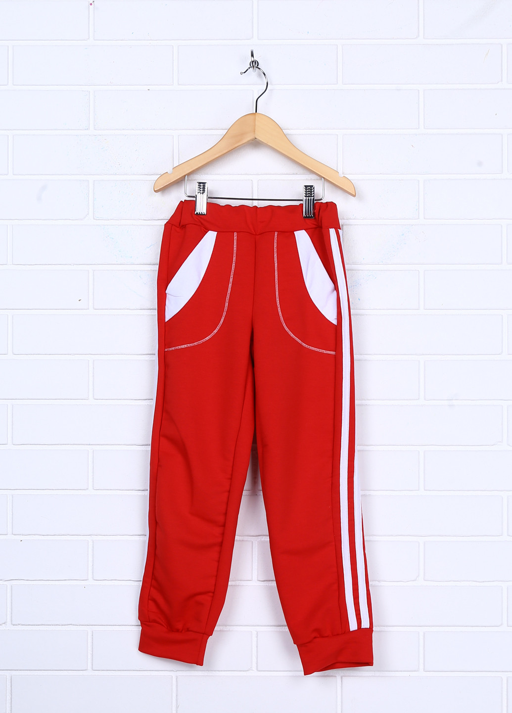 Красные спортивные демисезонные прямые брюки Клим