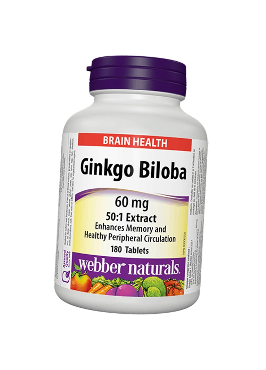 Гинкго билоба Ginkgo Biloba 60 mg 180 таблеток Webber Naturals (255407981)