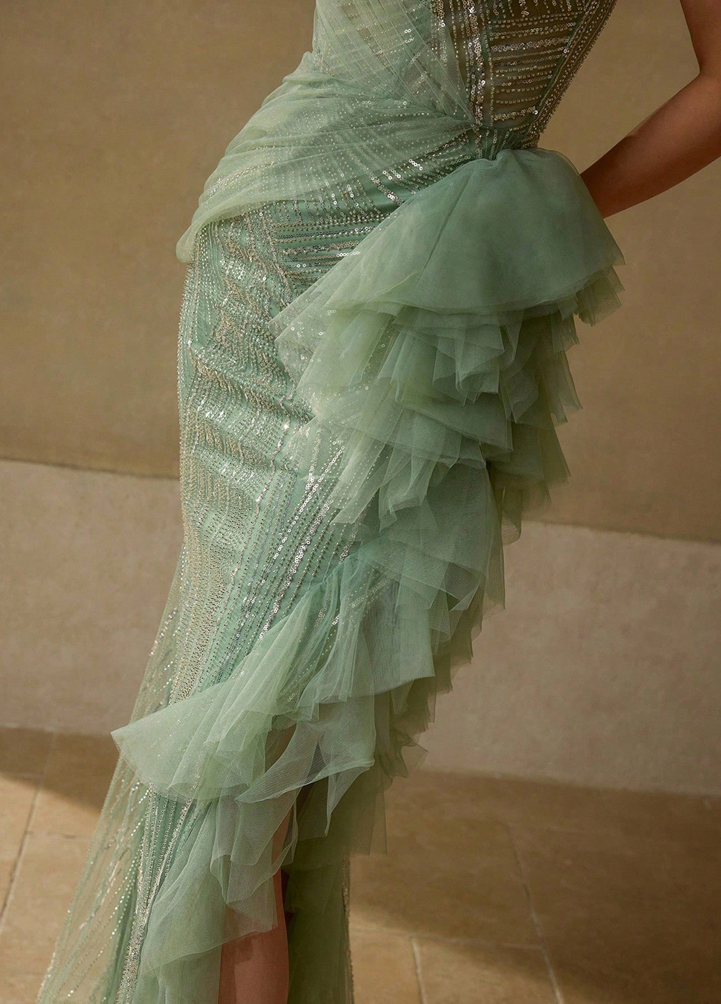 М'ятна вечірня, кежуал сукня бандо, з відкритими плечима SHEIN однотонна