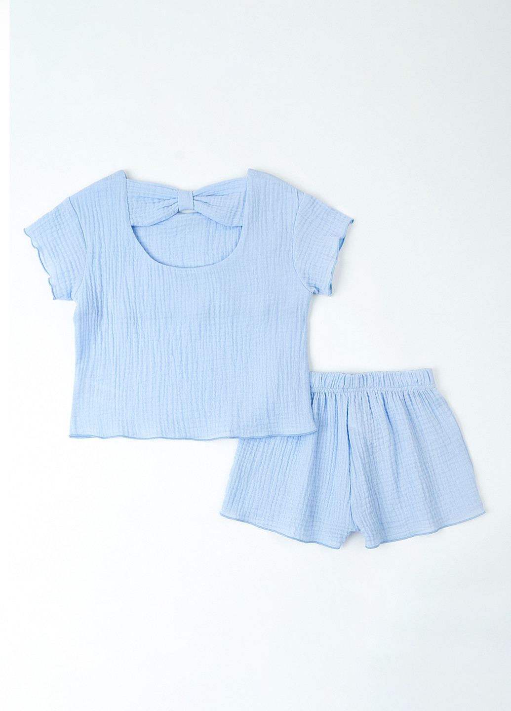 Блакитний літній комплект (футболка, шорти) KRAKO