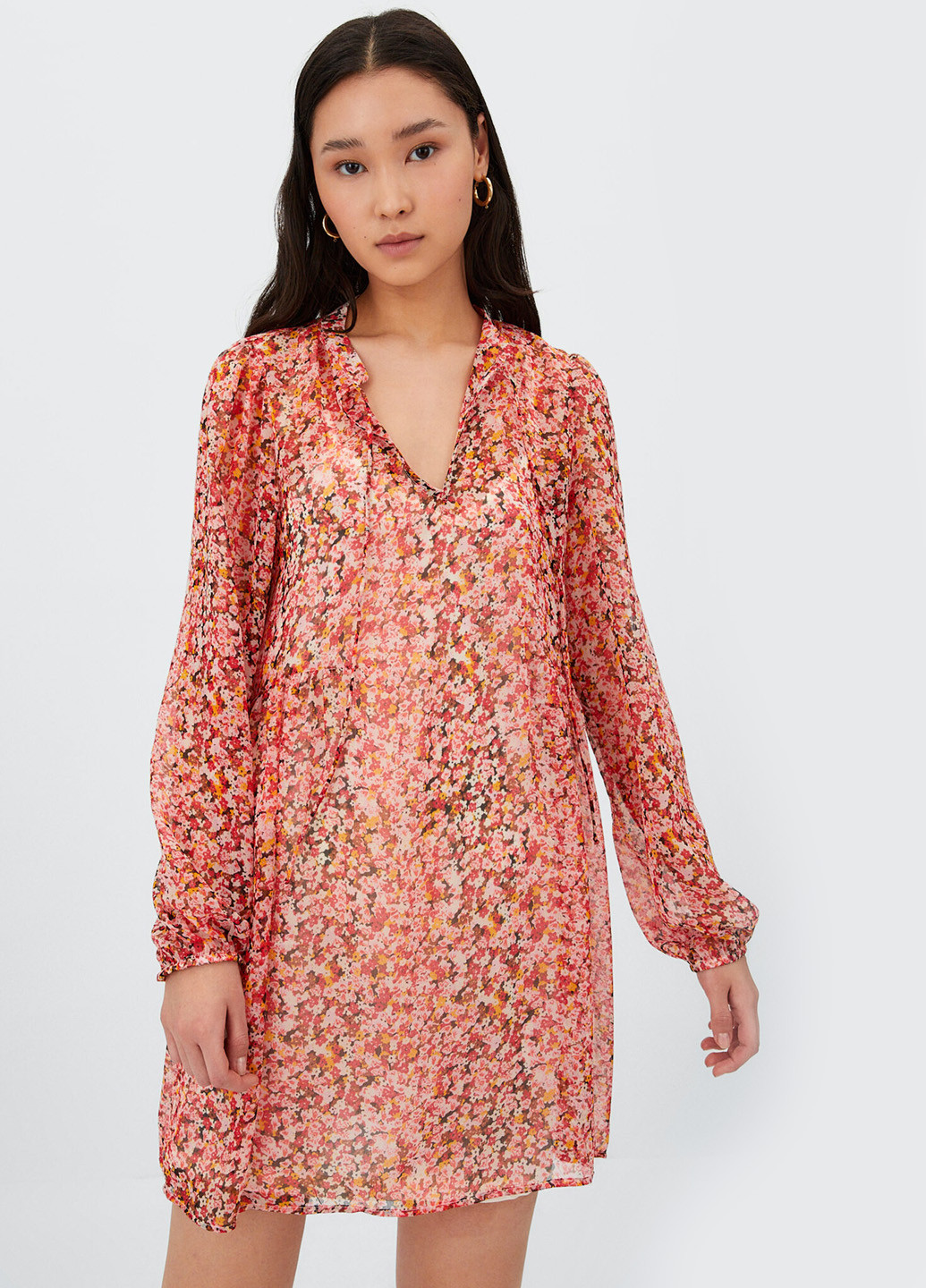 Комбинированное кэжуал платье а-силуэт Stradivarius с цветочным принтом