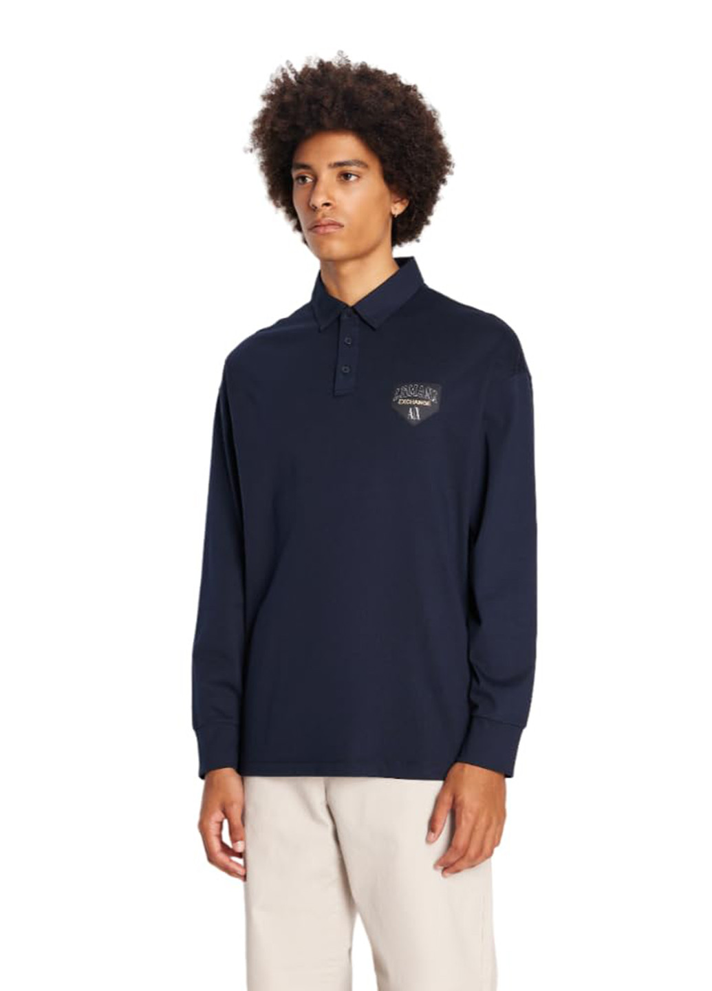 Темно-синяя футболка-поло для мужчин Armani Exchange однотонная