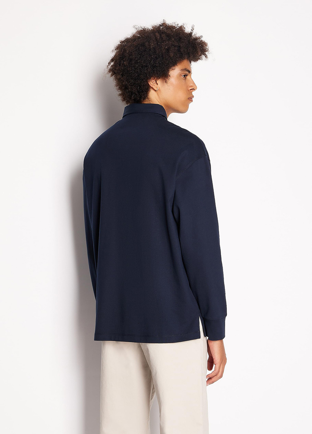 Темно-синяя футболка-поло для мужчин Armani Exchange однотонная