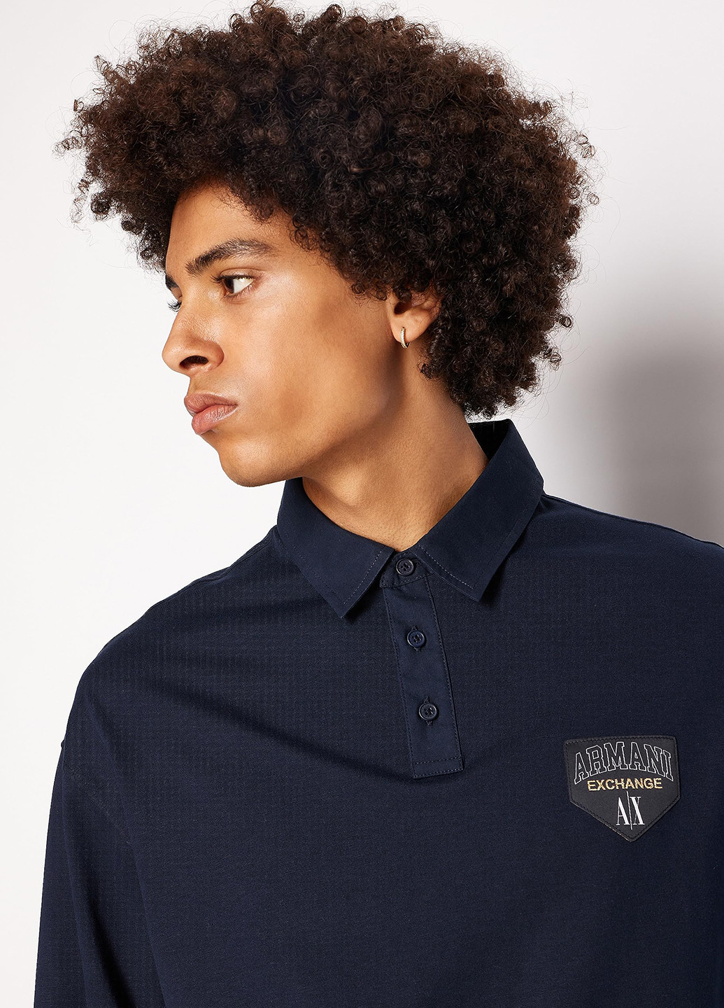 Темно-синяя футболка-поло для мужчин Armani Exchange однотонная