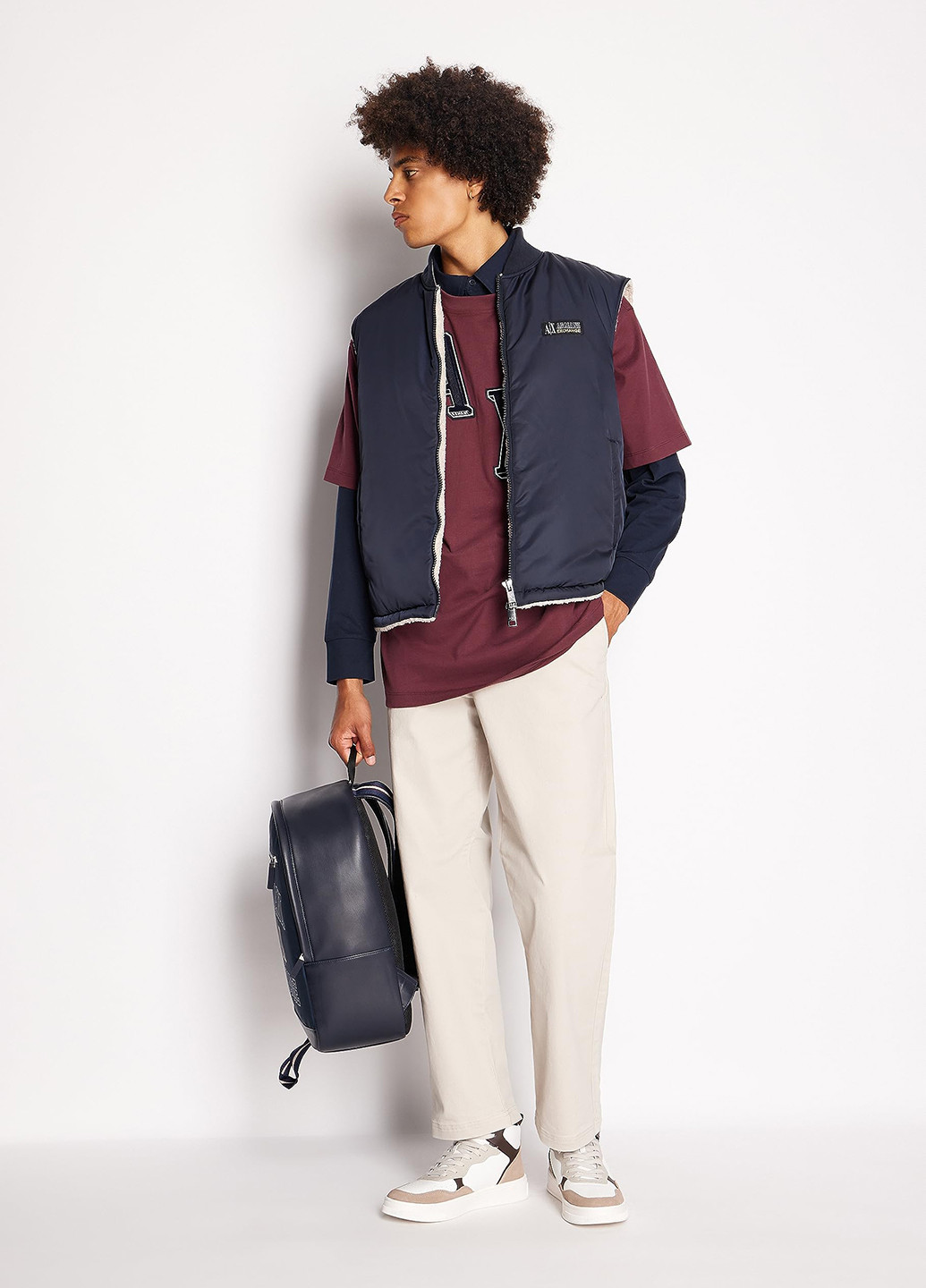 Темно-синяя футболка-поло для мужчин Armani Exchange однотонная