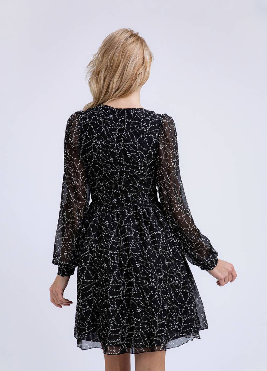 Черное кэжуал платье "" шифоновое romashka, черный, l 11100 Ромашка в горошек