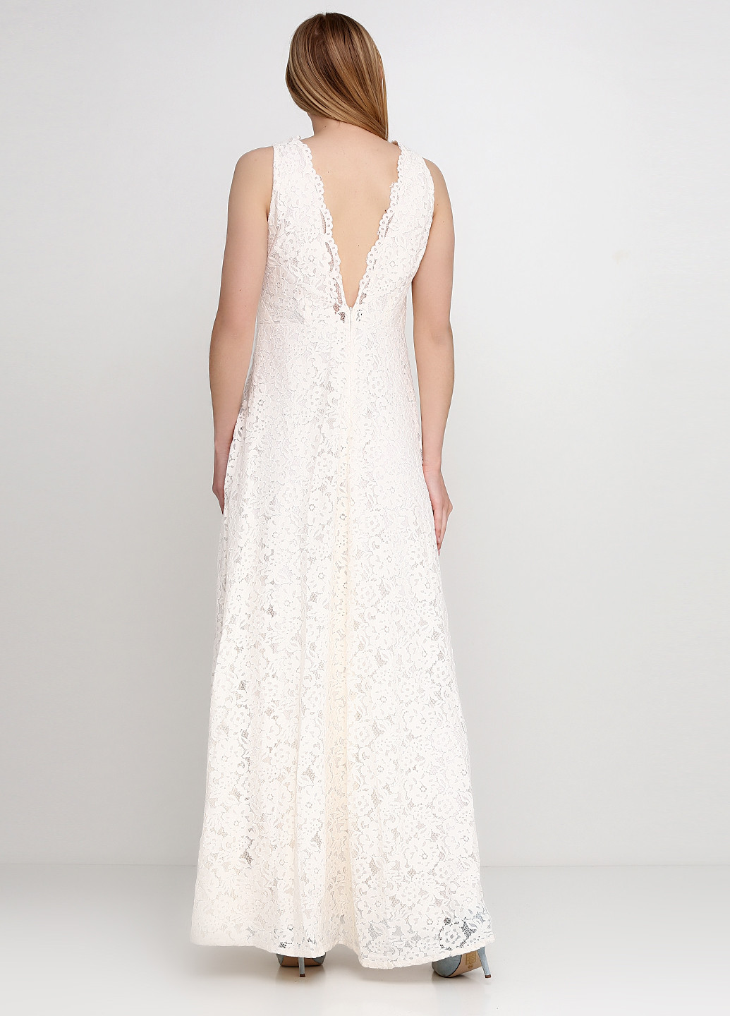 Молочна весільна сукня довга H&M однотонна
