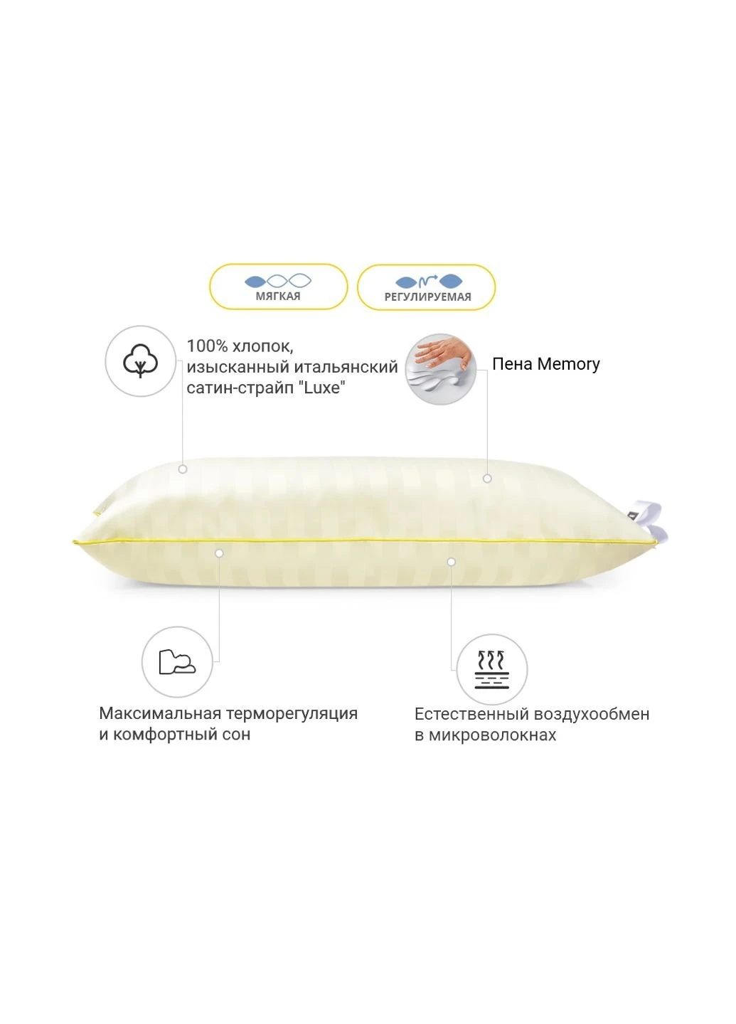 Подушка 1483 Carmela Hand Made memory effekt Мягкая 50х50 см (2200003263312) Mirson (254081012)
