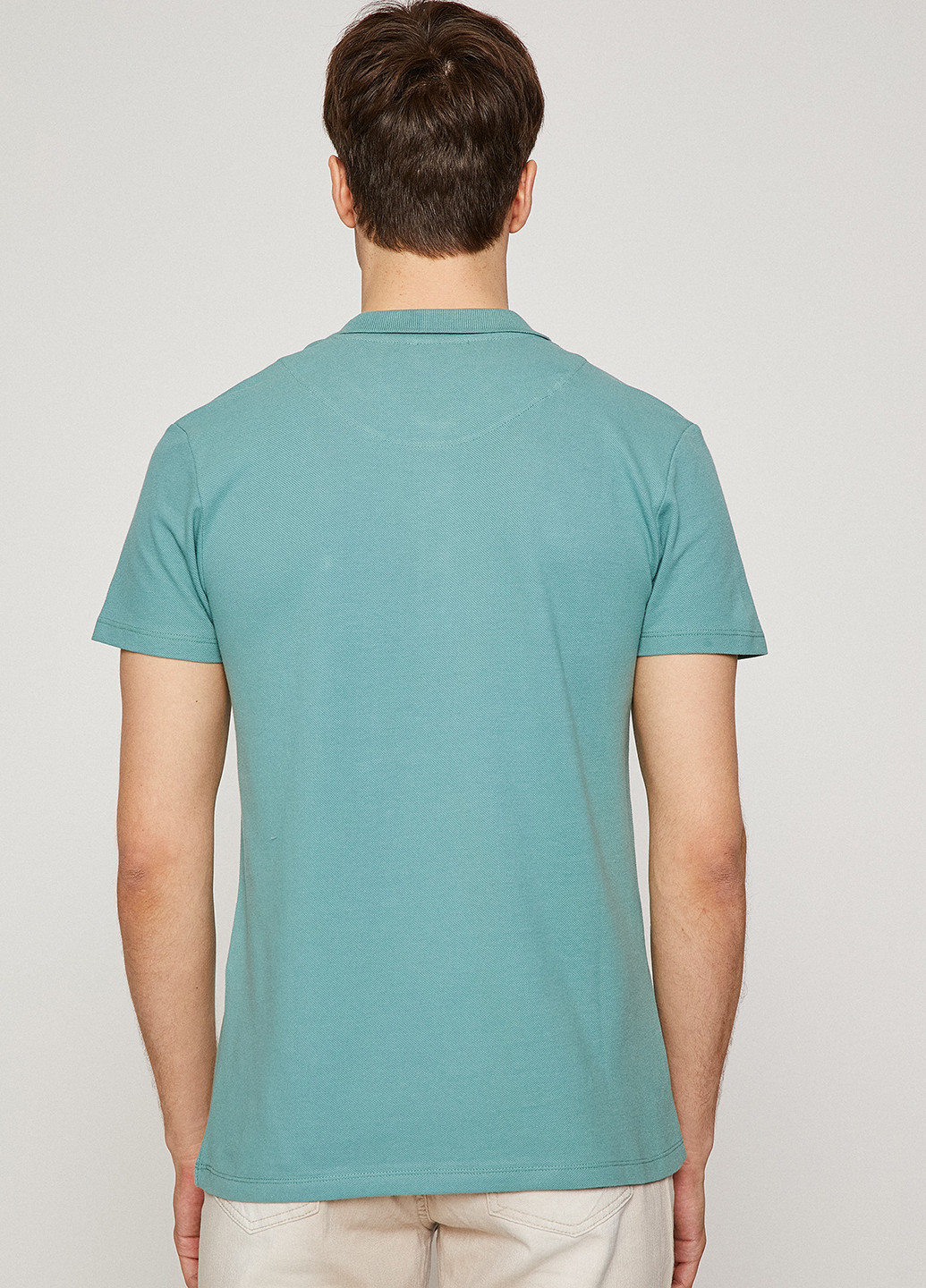 Бирюзовая футболка-поло для мужчин KOTON однотонная