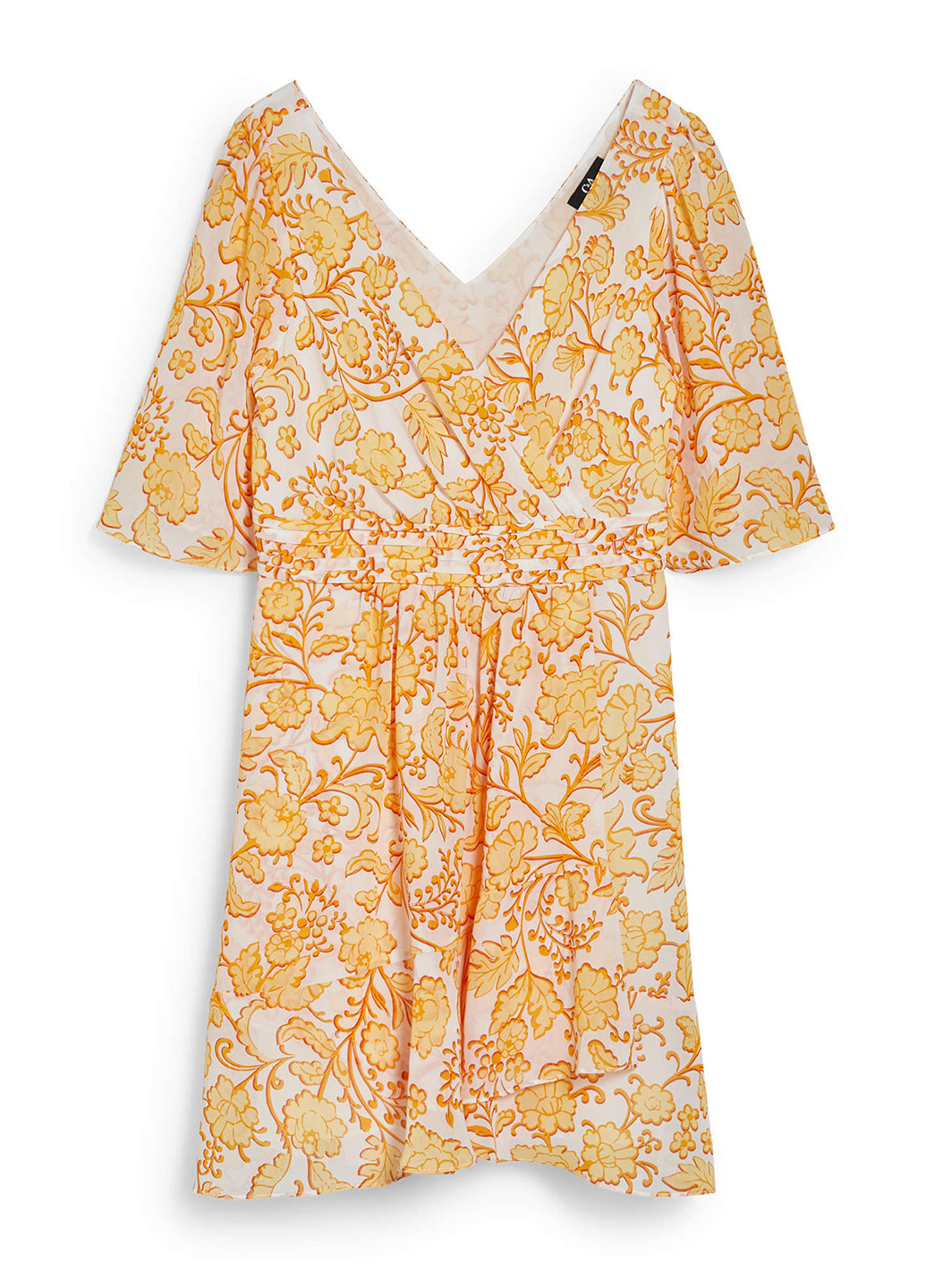 Світло-оранжева кежуал сукня кльош C&A з квітковим принтом