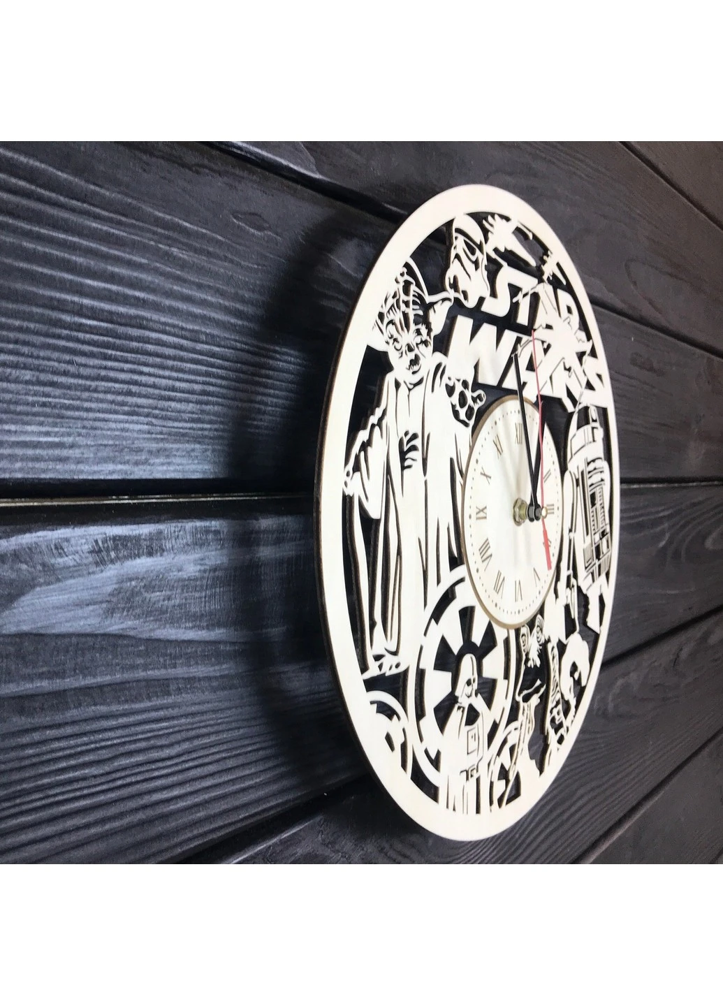 Годинник настінний великий з берези «Планета Зоряних Війн» 7Arts (253566127)