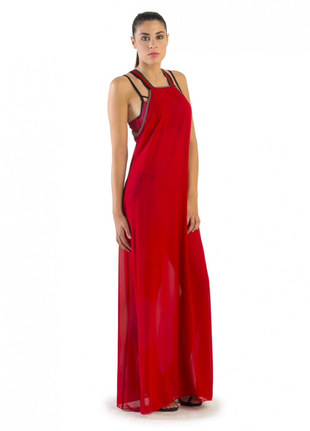 Красное пляжное платье Amarea однотонное