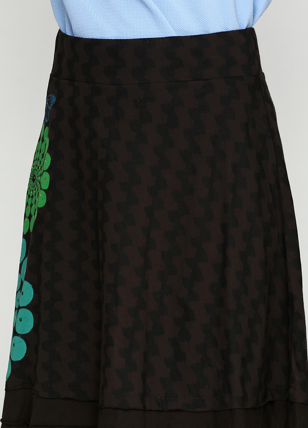 Темно-зеленая кэжуал с рисунком юбка Desigual мини