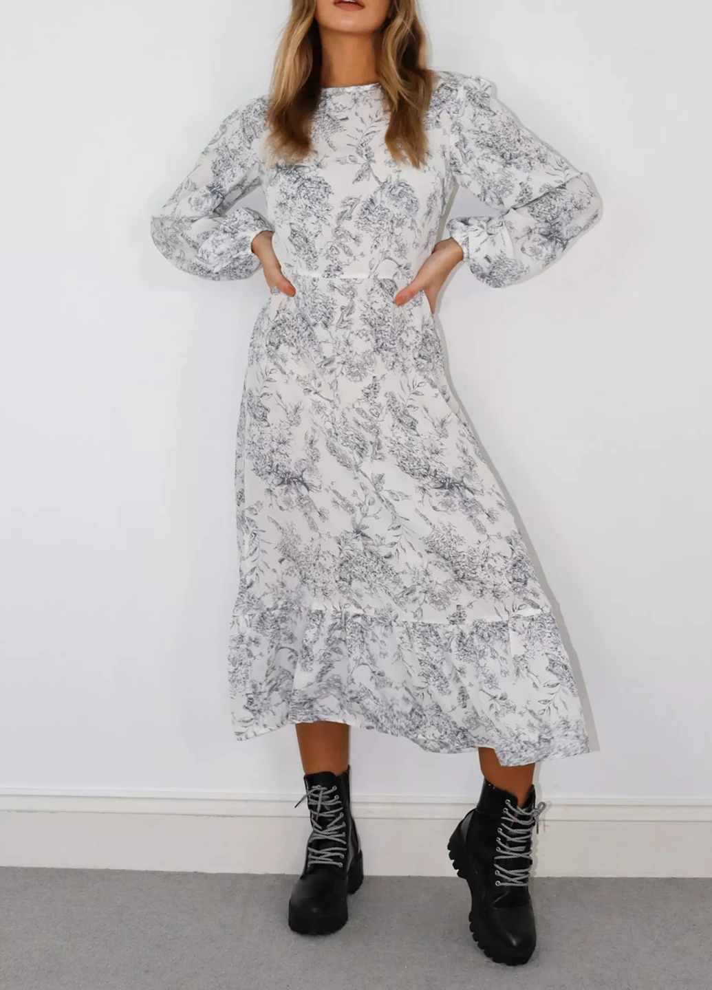 Сіра кежуал плаття, сукня Missguided з квітковим принтом