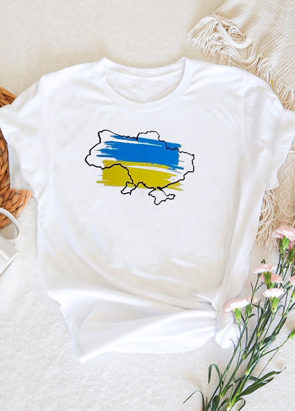 Белая демисезон футболка женская белая україна понад усе! Love&Live