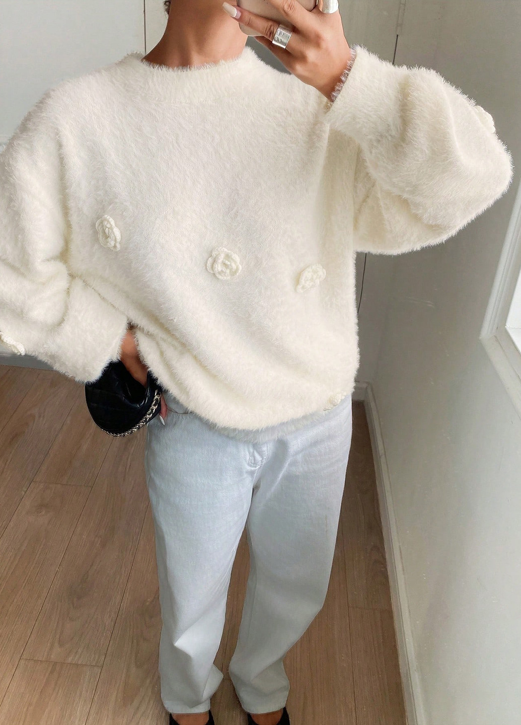 Молочный демисезонный джемпер джемпер SHEIN