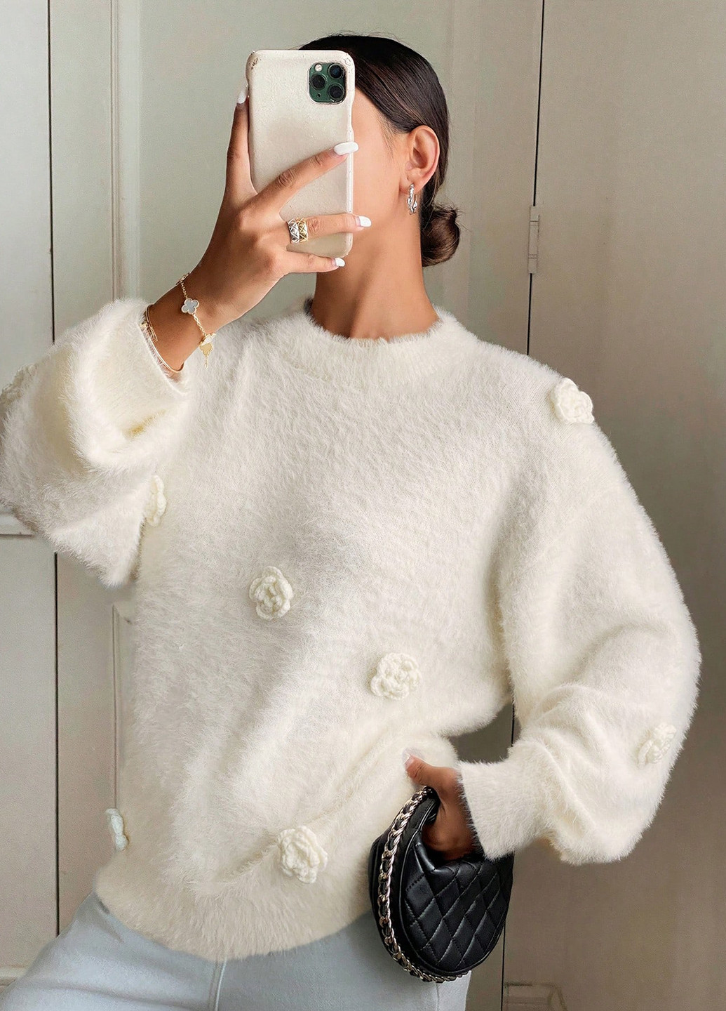 Молочный демисезонный джемпер джемпер SHEIN