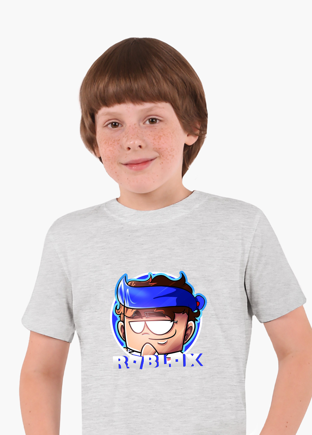 Светло-серая демисезонная футболка детская роблокс (roblox)(9224-1224) MobiPrint