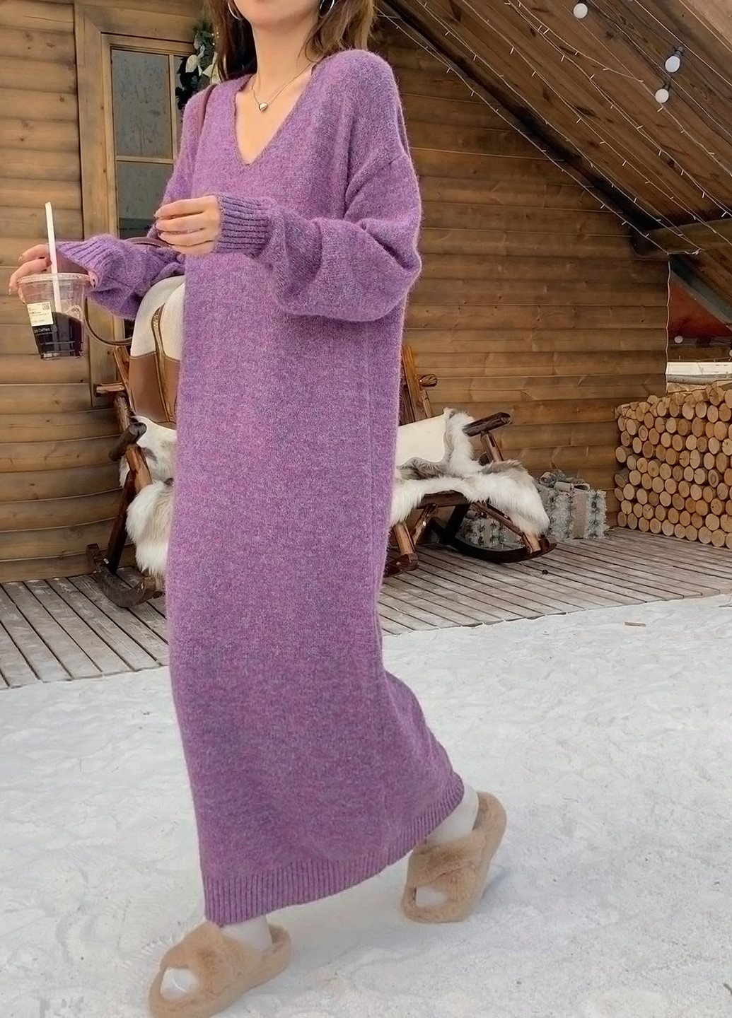 Фіолетова кежуал сукня сукня светр, оверсайз SHEIN однотонна