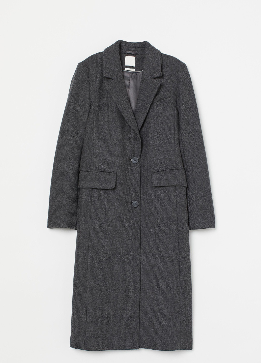 Темно-серое демисезонное Пальто шерстяное H&M