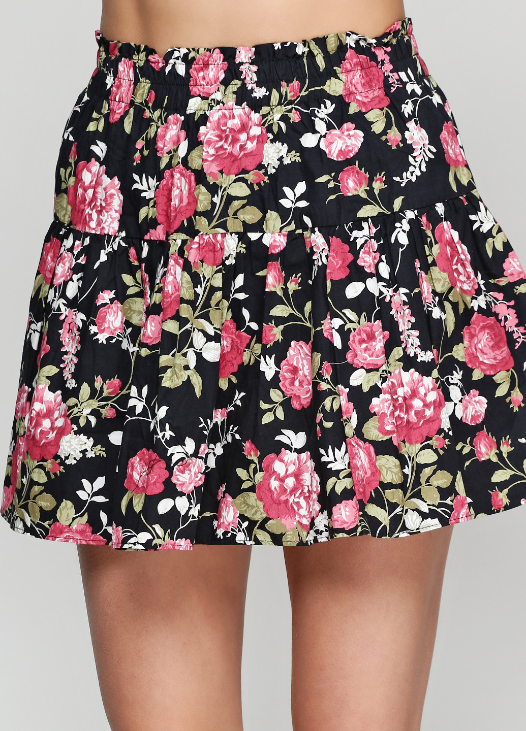 Черная кэжуал цветочной расцветки юбка Bangkok Look мини