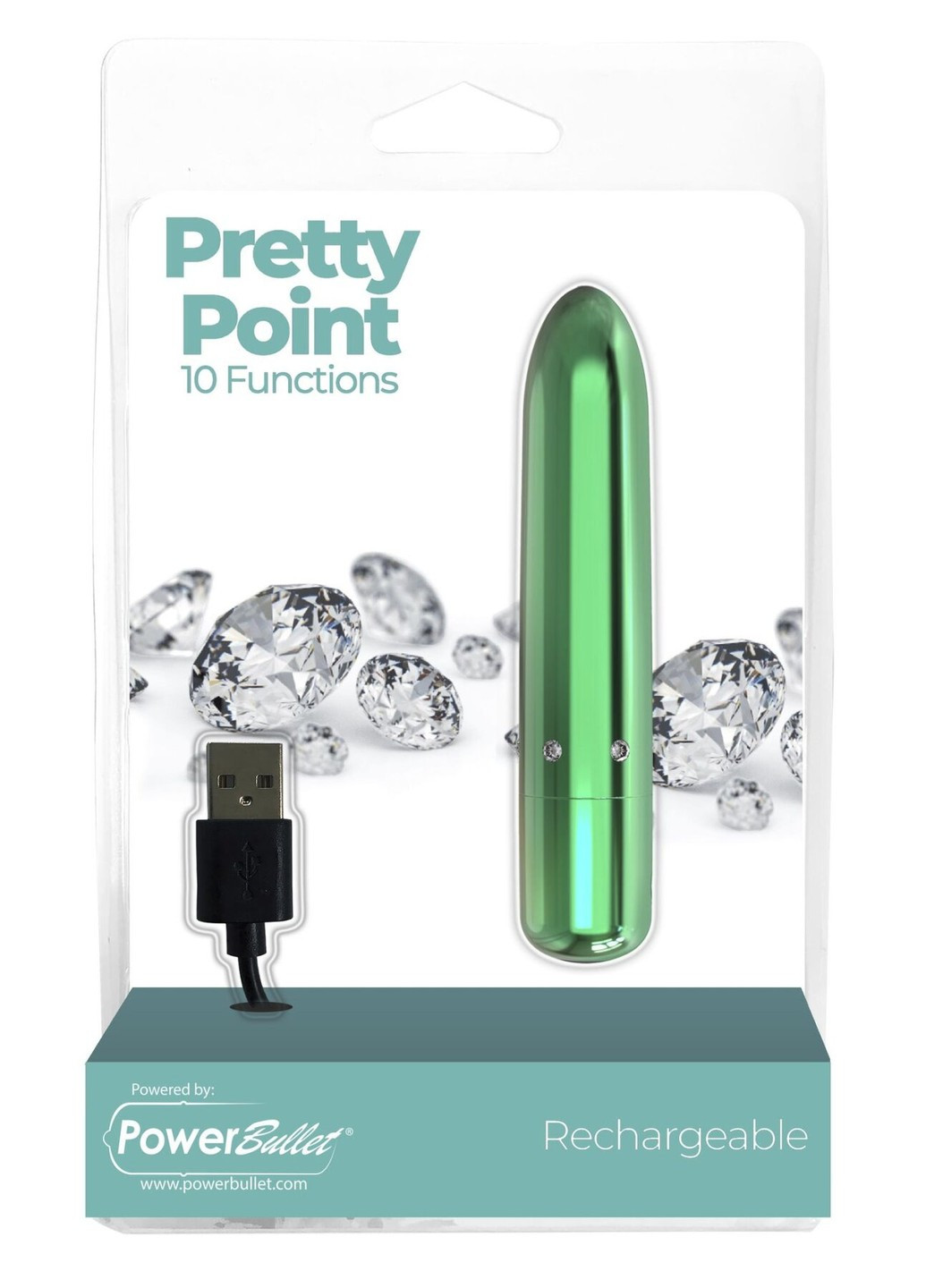 Віброкуля - Pretty Point Rechargeable Teal PowerBullet (252612411)
