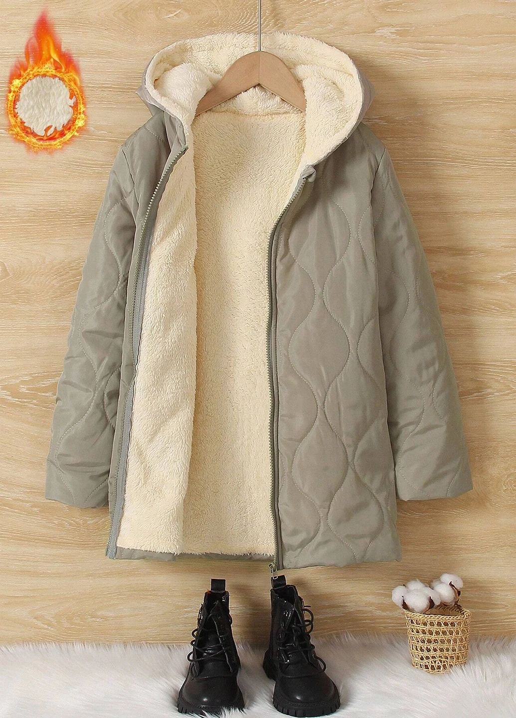 Серая зимняя куртка SHEIN