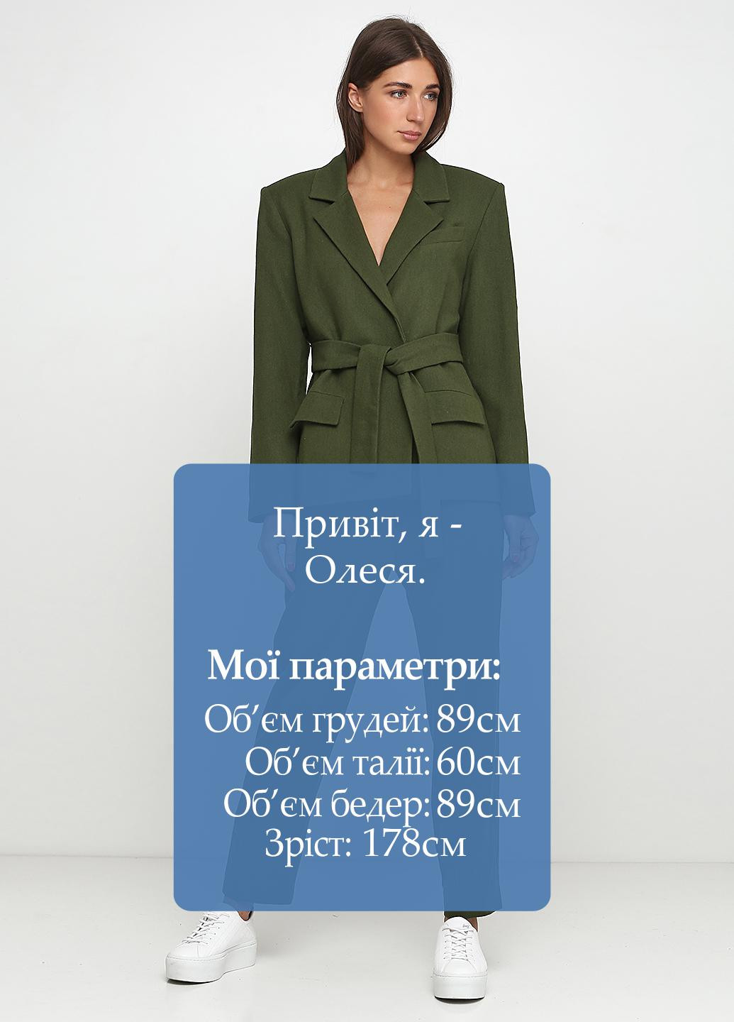 Костюм (жакет, брюки) Kristina Mamedova брючный однотонный оливково-зеленый кэжуал