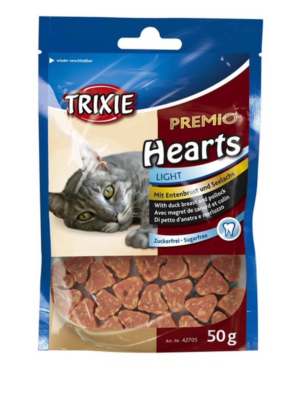 Лакомство для кошек "PREMIO Hearts" утка/минтай, 50 гр Trixie (16935202)