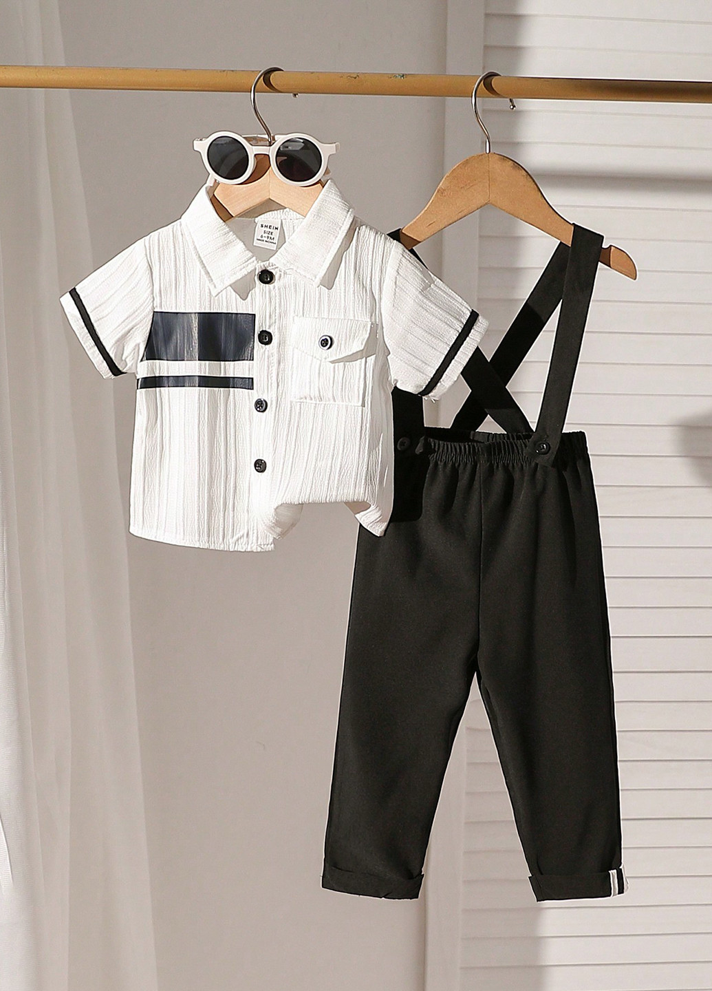 Чорно-білий демісезонний комплект (сорочка, штани) SHEIN