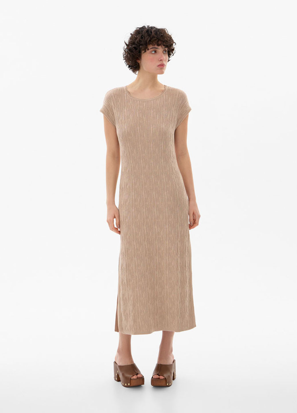 Бежевое кэжуал платье Promin однотонное