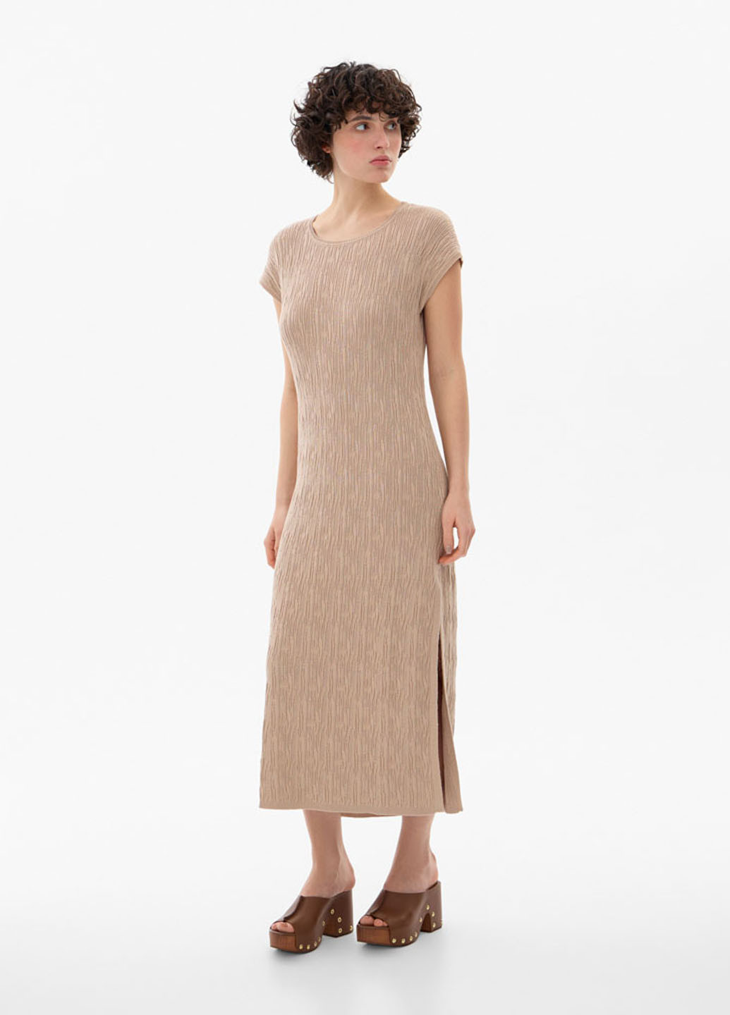 Бежевое кэжуал платье Promin однотонное
