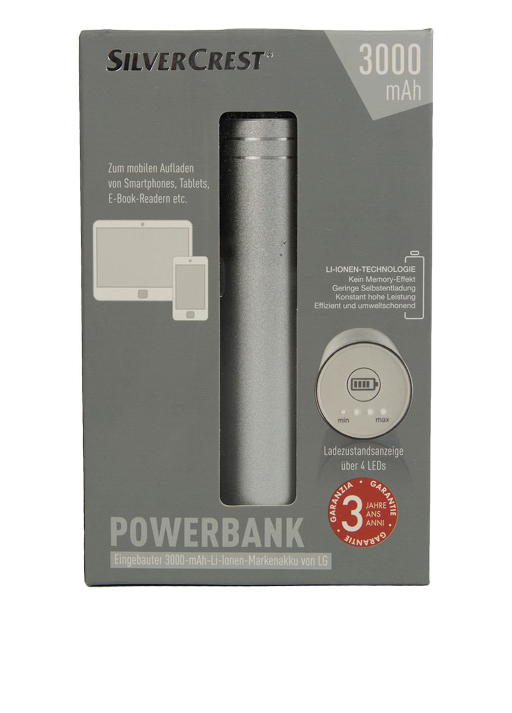 Powerbank, 2х10 см Silver Crest серый