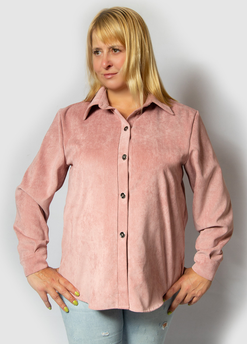 Пудровая кэжуал рубашка однотонная LibeAmore