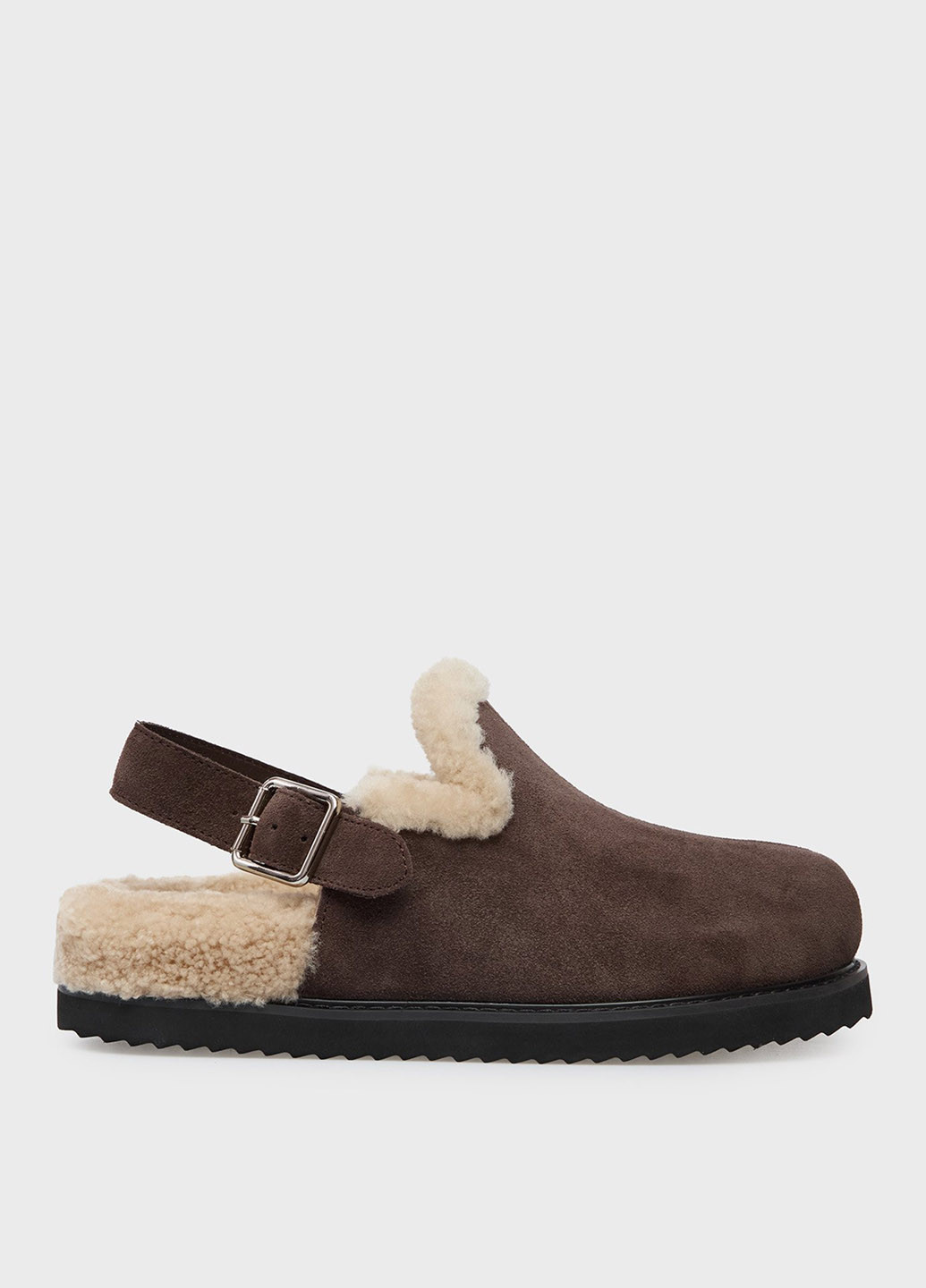 Коричневые сабо PRPY без каблука с мехом