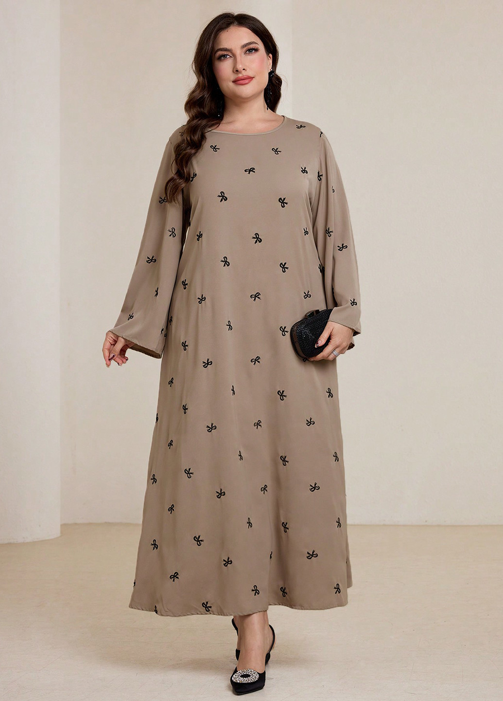 Кавова кежуал сукня а-силует SHEIN з малюнком